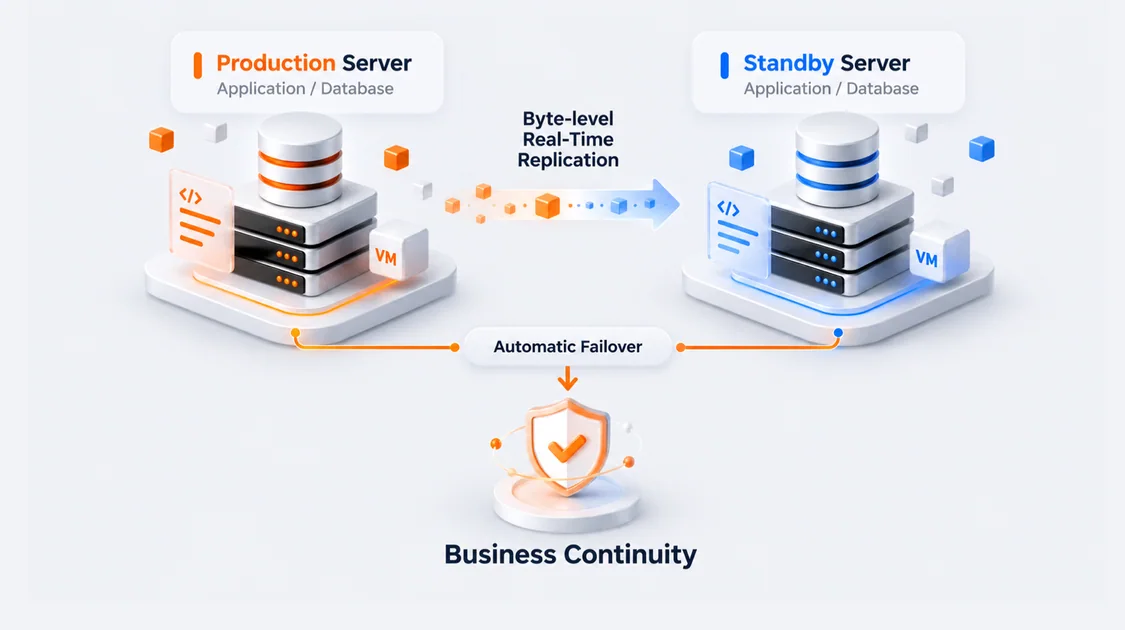 i2Availability byte-level real-time replication and automatic failover between production and standby servers